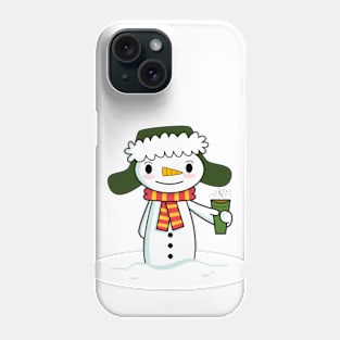 Happy Snowman with Coffee Phone Case