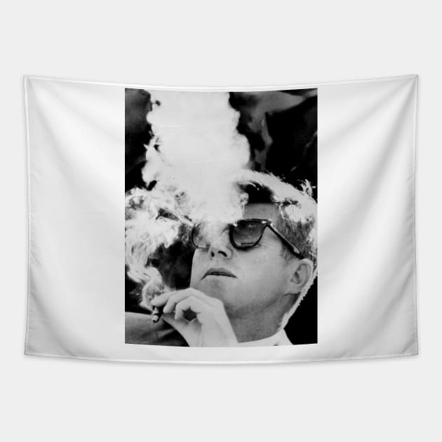 JFK Smoking with Shades | John F. Kennedy With Cigar Tapestry by JimBobDesign