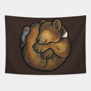 Sleeping brown bear cub Tapestry