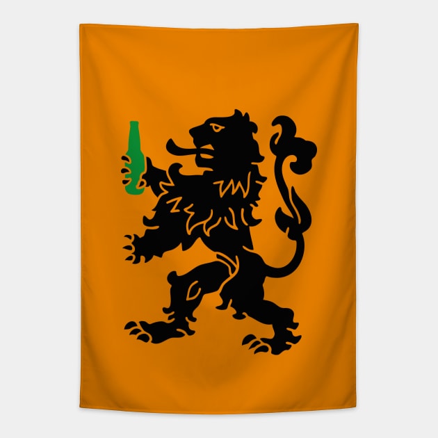 Dutch lion with beer Kingsday - Nederlandse leeuw Koningsdag Tapestry by LaundryFactory