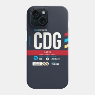 Paris (CDG) Airport Code Baggage Tag E Phone Case