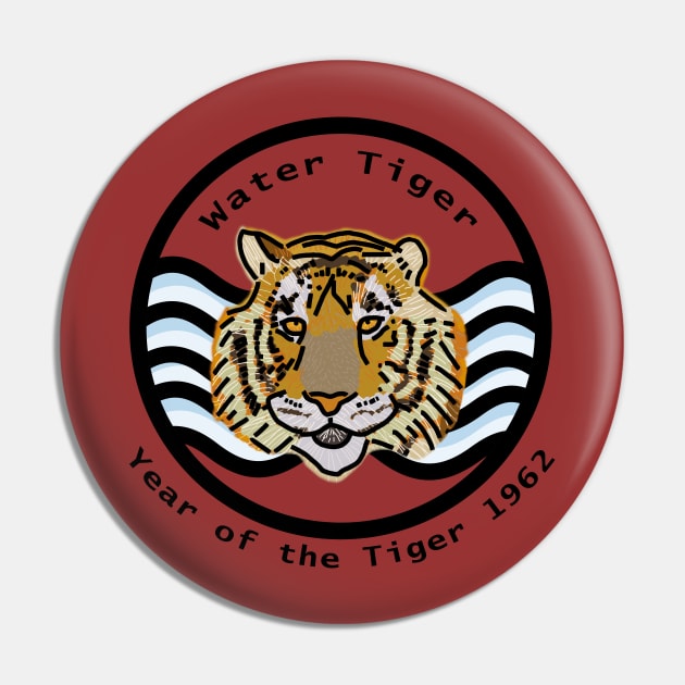 62nd Birthday Born Year of the Water Tiger 1962 Pin by ellenhenryart