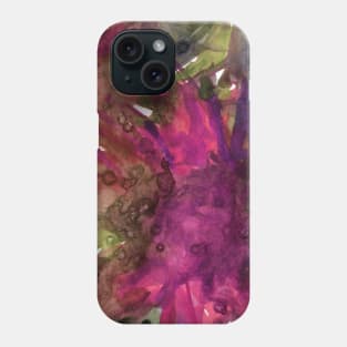 Abstract colorful background with watercolor wild flowers. Purple-pink-green painting with sunflowers. For the fabric, textile, wall decor, wallpapers, covers and packaging. Phone Case