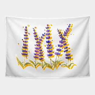 Lavender flowers with yellow background Tapestry