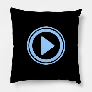 Blue Play button. Just click me, please! Pillow