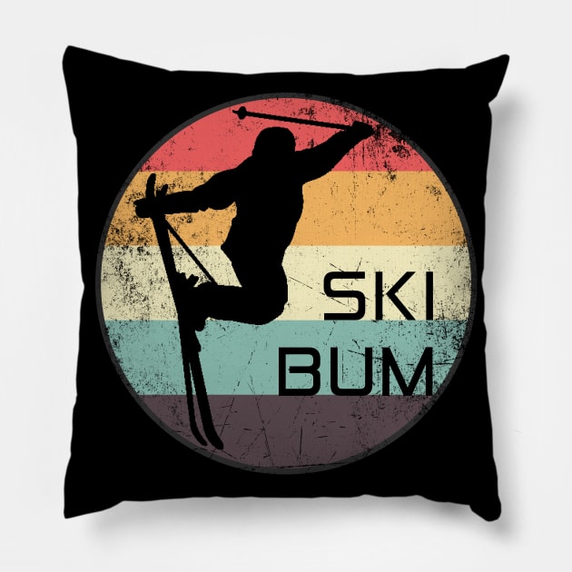 Classic Ski Bum | Skier Tail Grab Silhouette Pillow by jpmariano