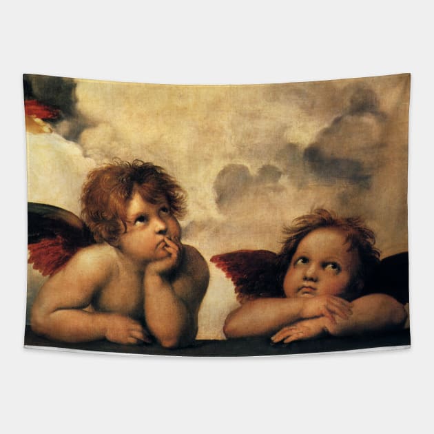Sistine Madonna Angels by Raphael Tapestry by MasterpieceCafe