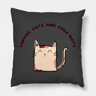 Coffee cats and yoga mats funny yoga and cat drawing Pillow