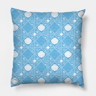 Light Blue Shell Mosaic Pillow