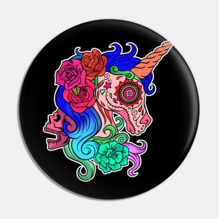 Halloween Unicorn Sugar Skull style Pin