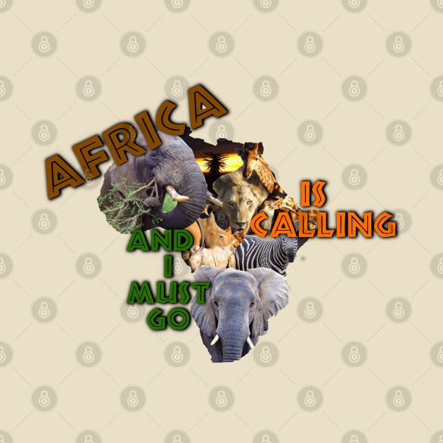Africa Is Calling Wildlife Map Collage by PathblazerStudios