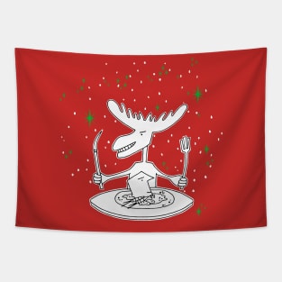 Christmas Moose eats man Tapestry