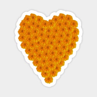 Marigold Flowers Heart Magnet