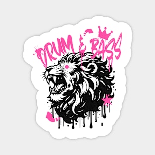 DRUM AND BASS  - Stenciled Lion (black/pink) Magnet