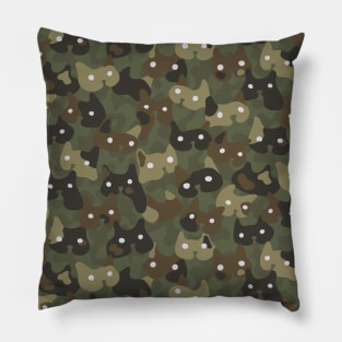 Ghostly camouflaging cats are watching you in khaki Pillow