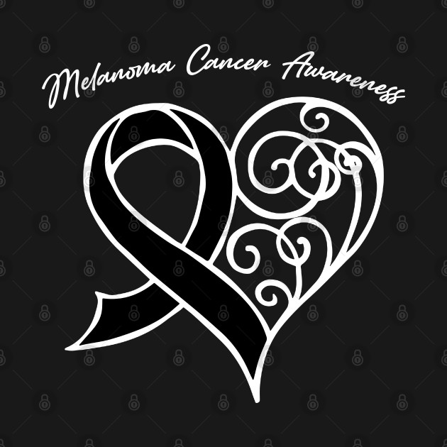 Melanoma Cancer Awareness Heart Ribbon Gift Valentines Day - In This Family Nobody Fights Alone - Melanoma Cancer Awareness - T-Shirt