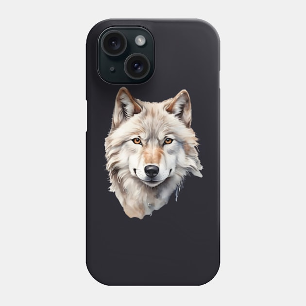 watercolor wolf face Phone Case by UniqueMe