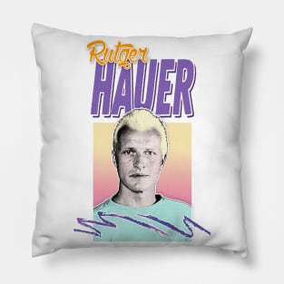 Rutger Hauer 80s Styled Aesthetic Retro Design Pillow