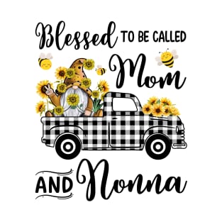 Blessed To Be Called Mom And Nonna Gnomes Sunflowers T-Shirt