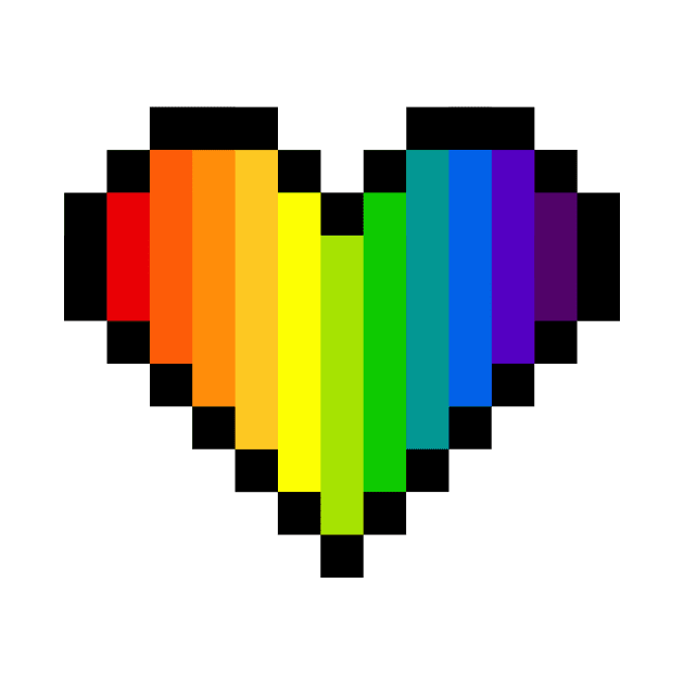 Pixel Art Rainbow Heart - LGBT Pride by Rowena Aitken