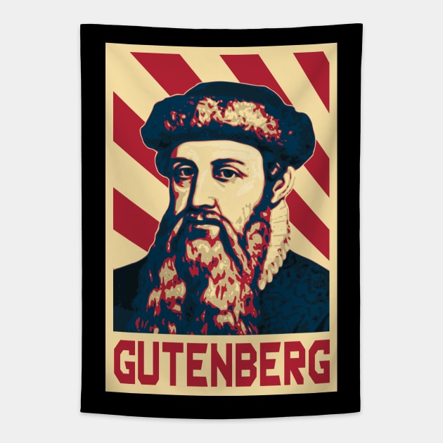 Johannes Gutenberg Retro Tapestry by Nerd_art