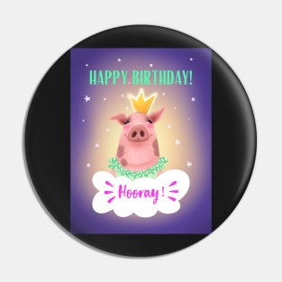 Happy birthday card, pig birthday card Pin