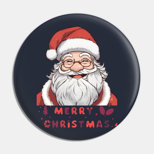 Smiling Santa Claus Merry Christmas Pin by TeeandecorAuthentic