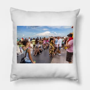 People Posing with Cristo Redentor, Corcovado - Rio de Janeiro Pillow