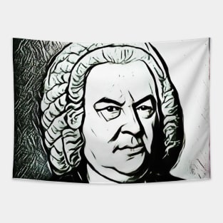 Johann Sebastian Bach Black and White Portrait | Johann Sebastian Bach Artwork 3 Tapestry