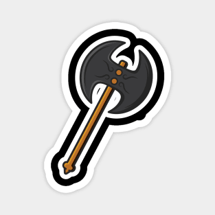 Ax hammer vector illustration. Weapon object icon concept. Dangerous wooden ax vector design. Magnet