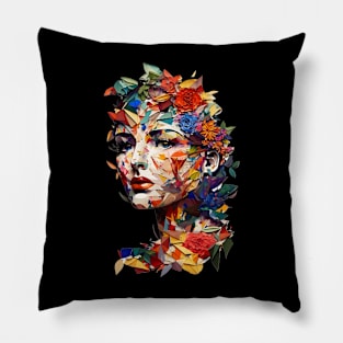 Woman made of Flowers Pillow