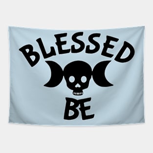 Triple Goddess Skull Blessed Be Black T-Shirt Tapestry