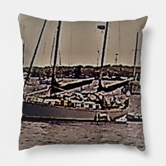 Sail Boat on the Indian River at Lee Wenner Park, Cocoa Village, Fl Pillow by AJDesignsstuff