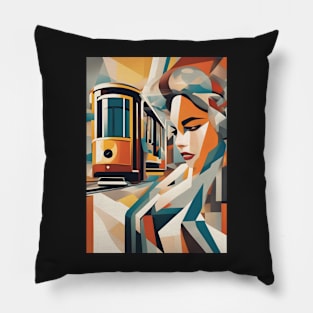 A Woman and a Tram 002 - Post-soviet realism - Trams are Awesome! Pillow