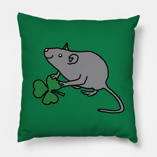 St Patricks Day Rat with Shamrock Pillow by ellenhenryart