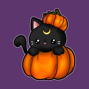 moon kitty pumpkin T-Shirt