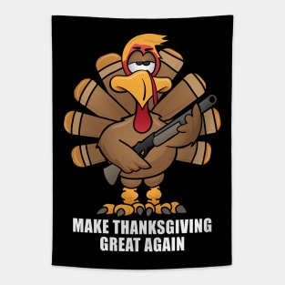 Funny Make Thanksgiving Great Again Turkey Cartoon Tapestry