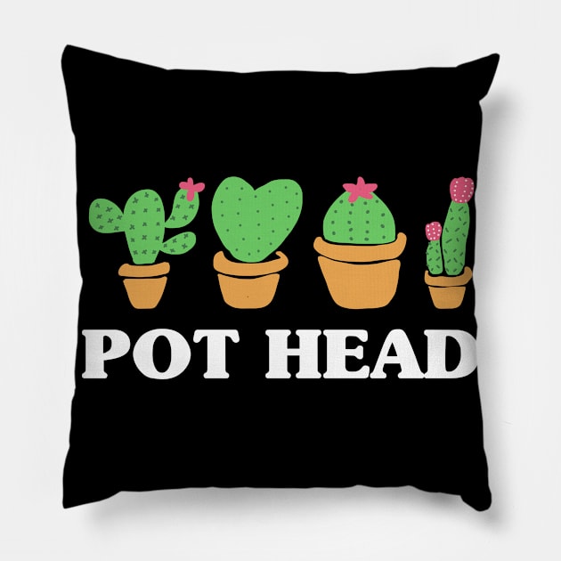 Pot Head Gardener Garden Cactus Retro Pillow by Schwarzweiss