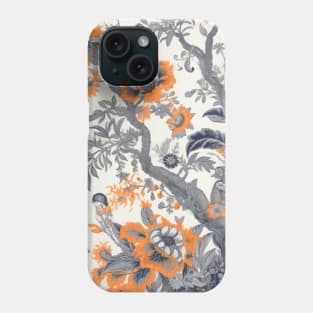 Toile Indienne Pattern Orange and Gray Phone Case