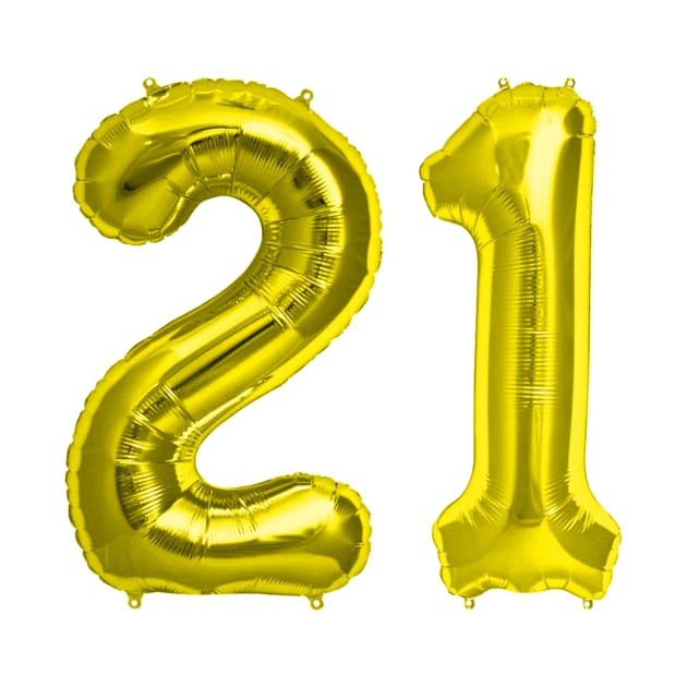Yellow Gold 21st Birthday Metallic Helium Balloons Numbers by podartist