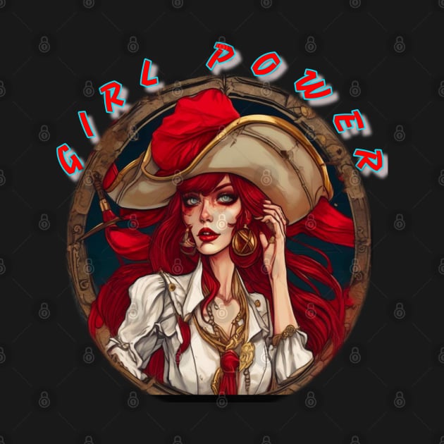 Girl power red themed pirate girl by sailorsam1805