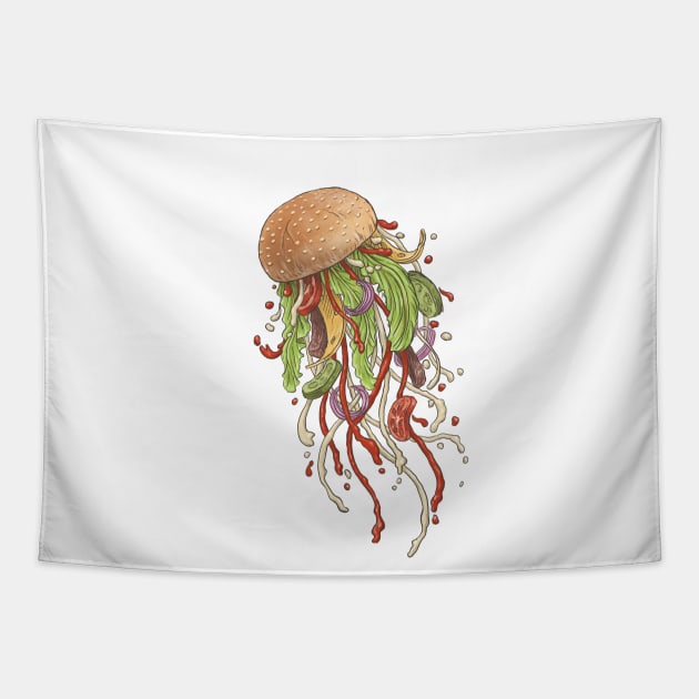 Jellyfish Burger Tapestry by Kelelowor