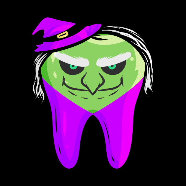 Evil Green Witch Tooth For Dentist On Halloween by SinBle