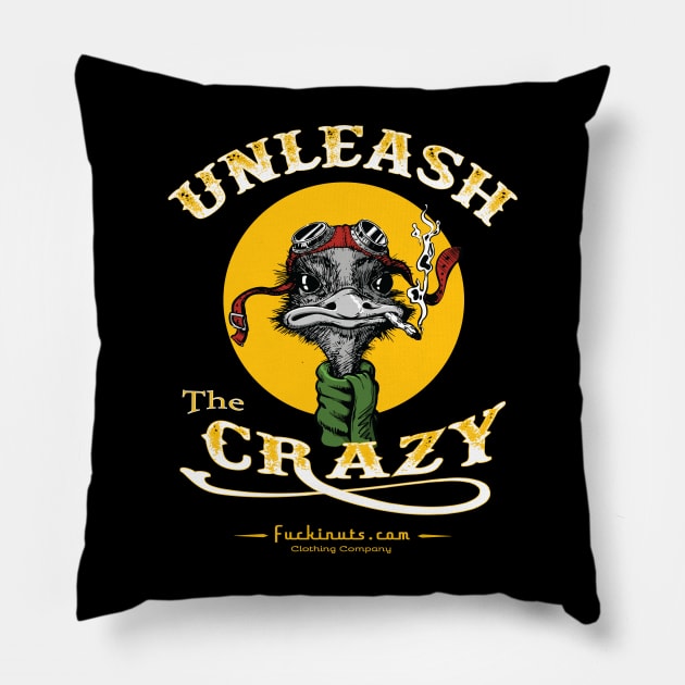 Unleash the Crazy Bird Pillow by Fuckinuts