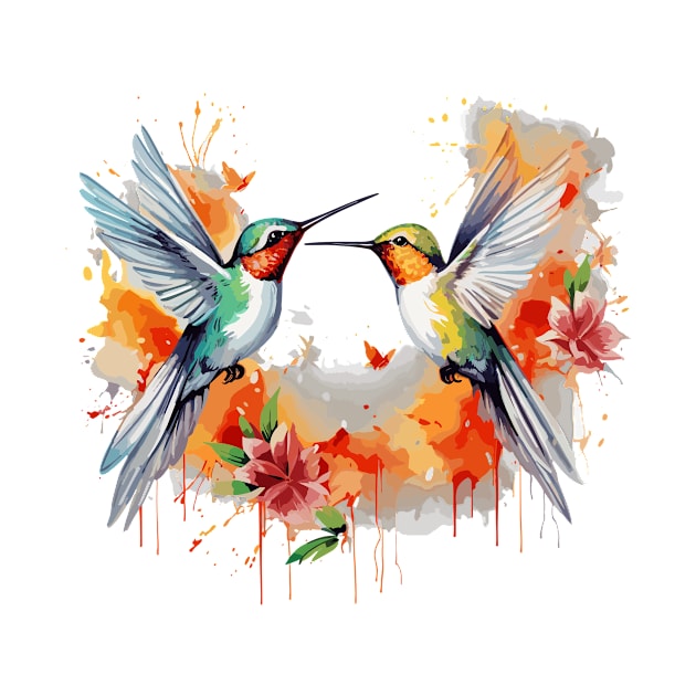 Pair of gracefully flying tropical birds by Magliette