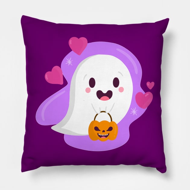 Kawaii Ghost Pillow by MutchiDesign