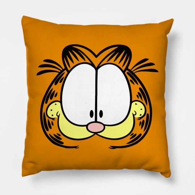 Happy Face of Orange Lasagna Cat Pillow by HeyListen