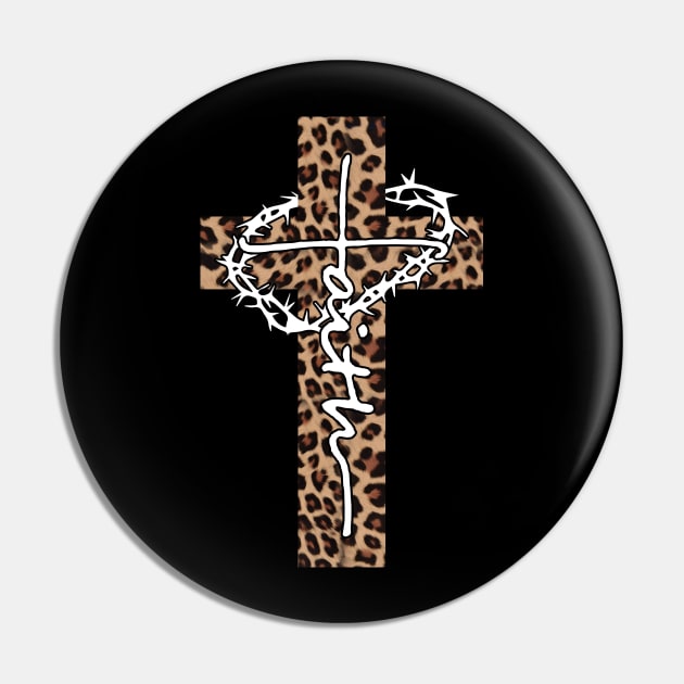 Faith Leopard Cross Christian Funny Gift Pin by HomerNewbergereq