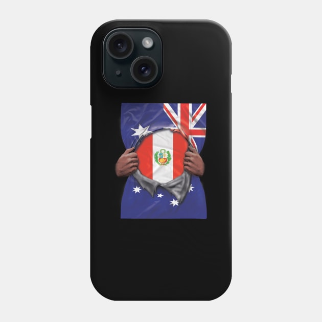 Peru Flag Australian Flag Ripped - Gift for Peruvian From Peru Phone Case by Country Flags