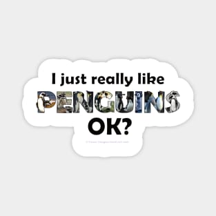 I just really like penguins ok? - wildlife oil painting word art Magnet